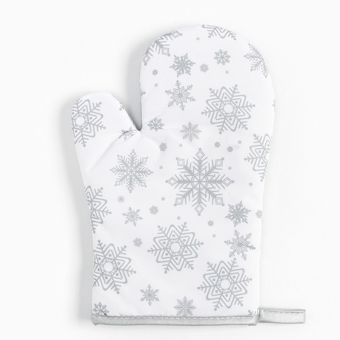 Кух. набор Доляна Снежинки серебро прих.17*17 см, вареж.26*16 см,фарт.70*80 см 100% п/э