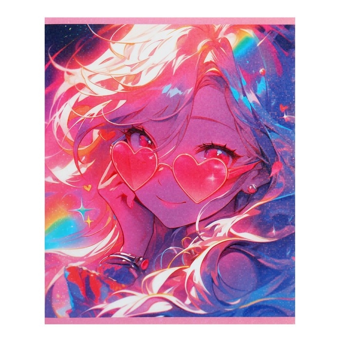 Тетрадь 48 листов в клетку Calligrata TOP Тетрадь 48 листов в клетку Calligrata TOP "В розовых очках", обложка мелованный картон, голография, блок офсет, белизна 95%, МИКС