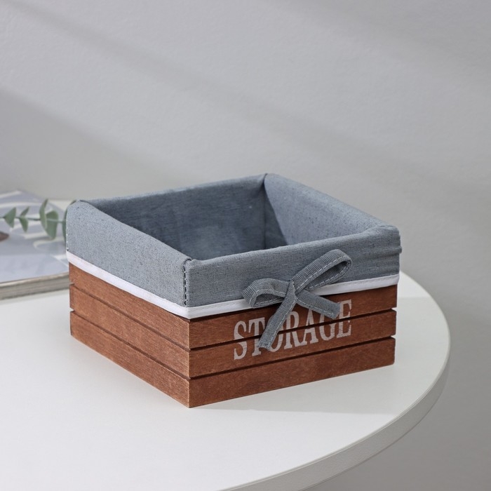 Корзина для хранения Доляна Storage, 15×15×9 см, малая, дерево, цвет коричневый, серый Корзина для хранения Доляна Storage, 15×15×9 см, малая, дерево, цвет коричневый, серый