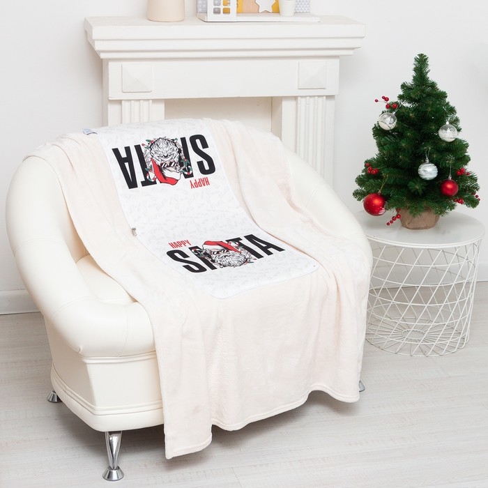 Подушка-плед Этель Happy Santa, подушка 40*40&plusmn;3 см, плед 100*150 см 100%п/э, 280 г/м2
