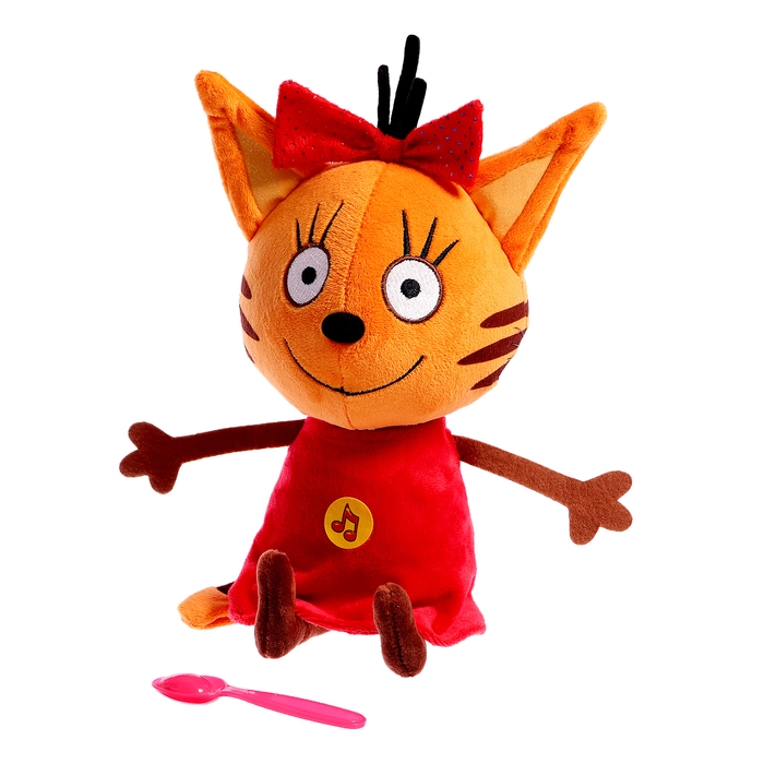 Мягкая музыкальная игрушка &laquo;Карамелька&raquo; с ложечкой, 20 см, Три кота