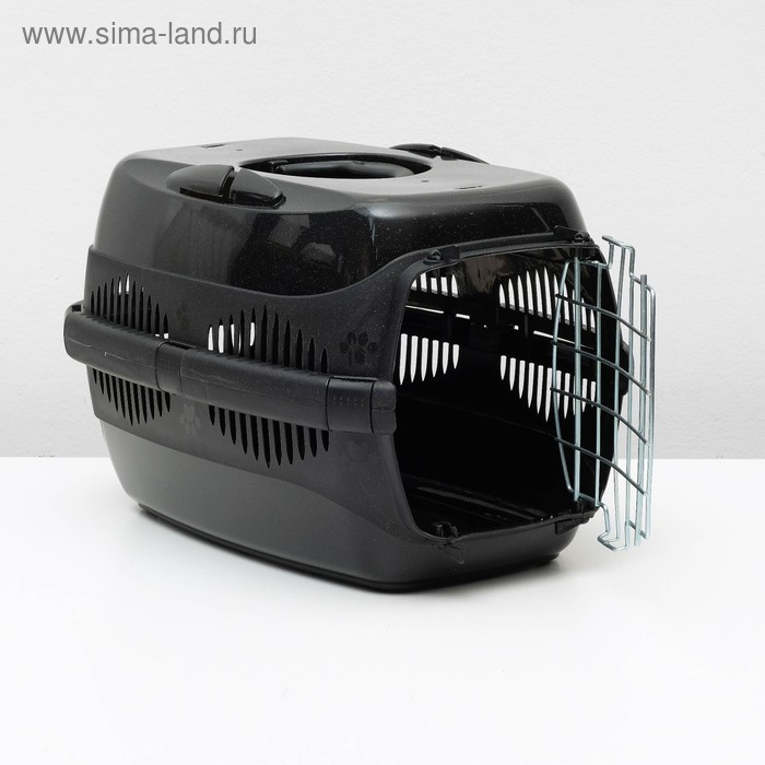 Переноска для животных до 9 кг Переноска для животных до 9 кг "Пижон", металлическая дверь, 43 х 29 х 27,5 см, чёрная