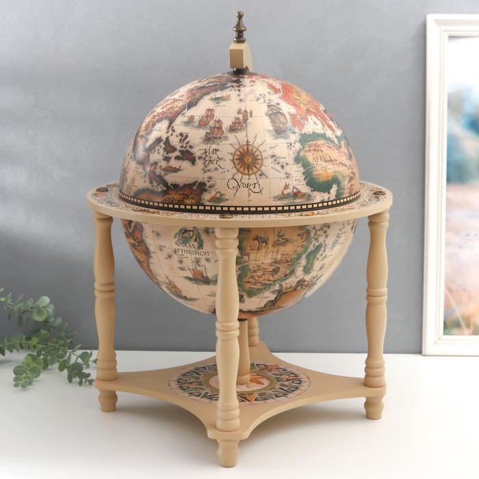 Глобус-бар декоративный, песочный цвет 43х33х33 см