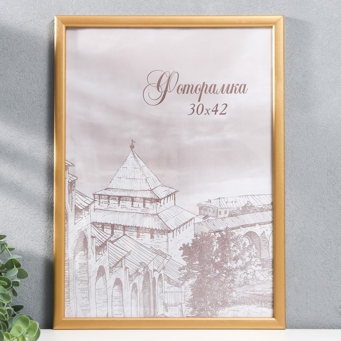 Фоторамка сосна с19 золото 30х42 см (пластиковый экран) Фоторамка сосна с19 золото 30х42 см (пластиковый экран)