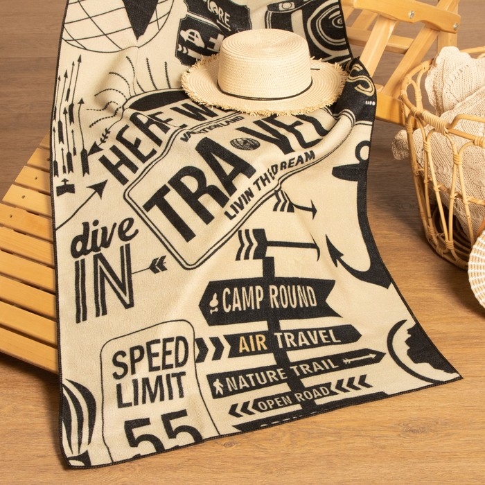 Полотенце пляжное Этель Полотенце пляжное Этель "Travel", 70*140 см,250гр/м2, 100%п/э