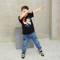 Футболка детская "Oh, boy" Микки Маус, рост 86-92, черный Футболка детская "Oh, boy" Микки Маус, рост 86-92, черный