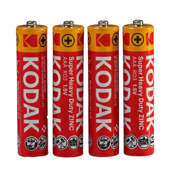 Батарейка солевая Kodak Extra Heavy Duty, AAA, R03-4S, 1.5В, спайка, 4 шт. Батарейка солевая Kodak Extra Heavy Duty, AAA, R03-4S, 1.5В, спайка, 4 шт.