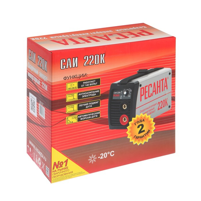 Сварочный аппарат инверторный Сварочный аппарат инверторный "Ресанта" САИ220К, 8 кВт, 10-220 А,
