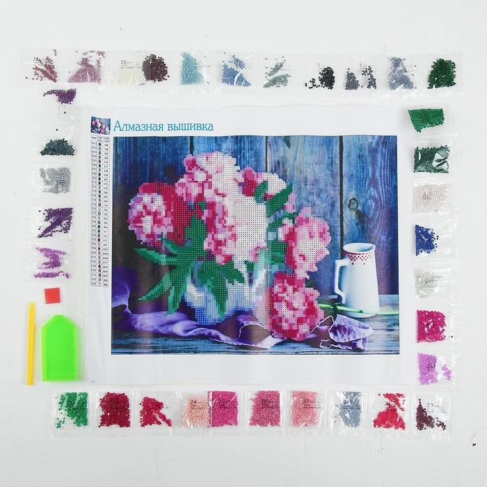 Алмазная мозаика с частичным заполнением на холсте &laquo;Пионы&raquo;, 40 х 30 см