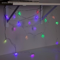 Гирлянда &laquo;Нить&raquo; 5 м с насадками &laquo;Звёзды&raquo;, IP20, прозрачная нить, 20 LED, свечение мульти (RG/RB), мигание, 220 В