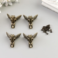 Уголок (ножка) для шкатулки металл "Ангел" набор 4 шт бронза 2,3х2,6х1 см Уголок (ножка) для шкатулки металл "Ангел" набор 4 шт бронза 2,3х2,6х1 см