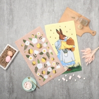 Набор кухонных полотенец Доляна "Bee and bunny" 2 шт, 28х46 см, рогожка, 100% хлопок, 160г/м2 Набор кухонных полотенец Доляна "Bee and bunny" 2 шт, 28х46 см, рогожка, 100% хлопок, 160г/м2