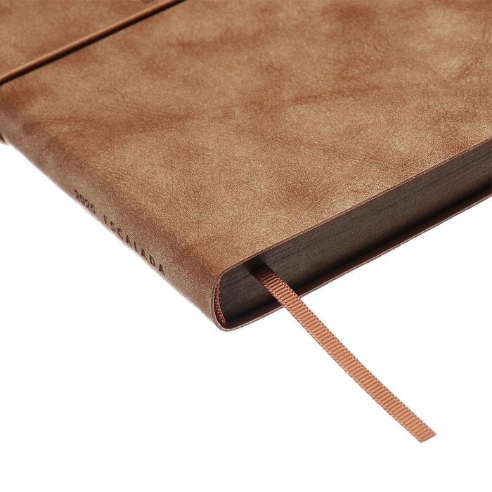 Ежедневник датированный 2025 года, А5, 176 листов ESCALADA, мягкая обложка из искусственной кожи, блинтовое тиснение, ляссе, блок 70 г/м2, бежевый