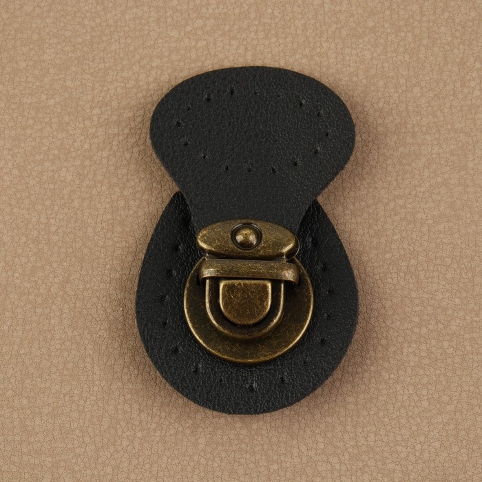 Застёжка для сумки, пришивная, 6 &times; 4 см, цвет чёрный/бронзовый