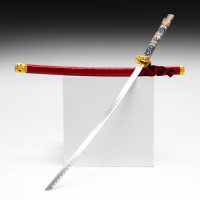 Сувенирное оружие &laquo;Катана на подставке&raquo;, красные ножны, голова дракона на рукоятке, 108 см