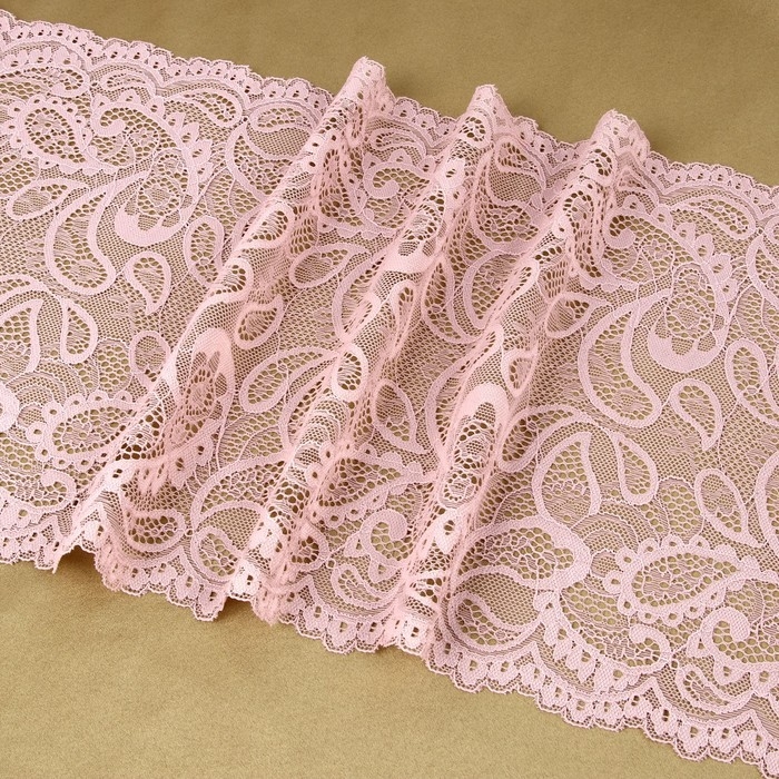 Кружевная эластичная ткань, 230 мм &times; 2,7 &plusmn; 0,5 м, цвет пудровый