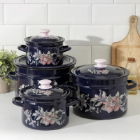 Набор кастрюль &laquo;Алиса&raquo;, 4 предмета: 2 л, 3 л, 6 л, 8 л, эмалированные крышки, индукция