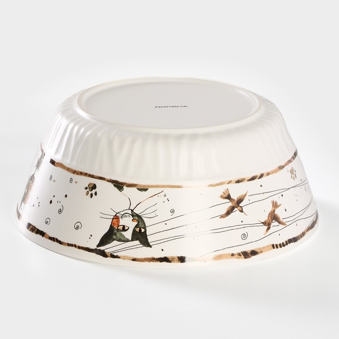 Салатник фарфоровый &laquo;Коты-аристократы&raquo;, 2,15 л, d=23 см, цвет белый