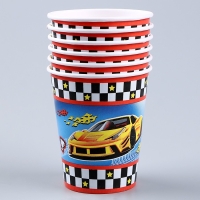 Набор бумажной посуды одноразовый Машины&raquo;: 6 тарелок, 1 гирлянда, 6 стаканов, 6 колпаков