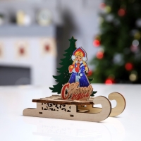 Светодиодная фигура &laquo;Сани со Снегурочкой&raquo; 15.5 &times; 12 &times; 5.5 см, дерево, батарейки LR1130х3 (в комплекте), свечение тёплое белое