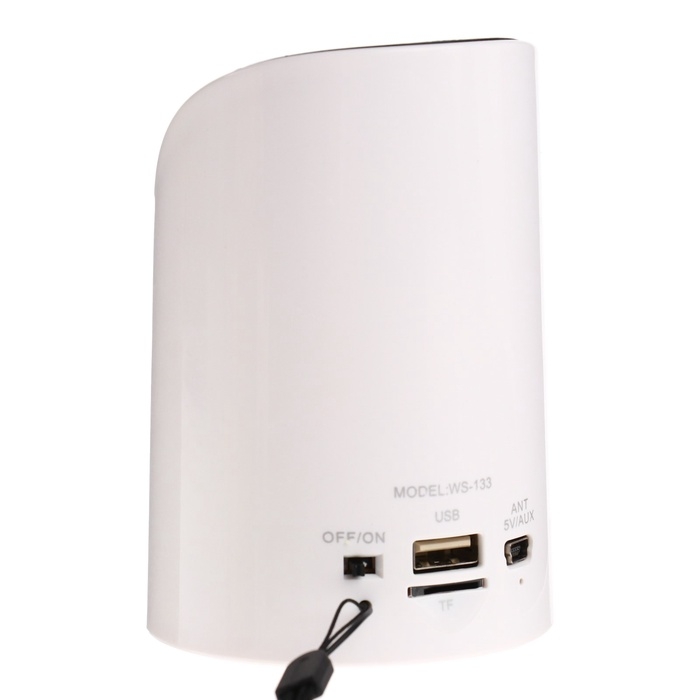 Портативная колонка WS-133, 3 Вт, microSD, FM, USB, белая Портативная колонка WS-133, 3 Вт, microSD, FM, USB, белая