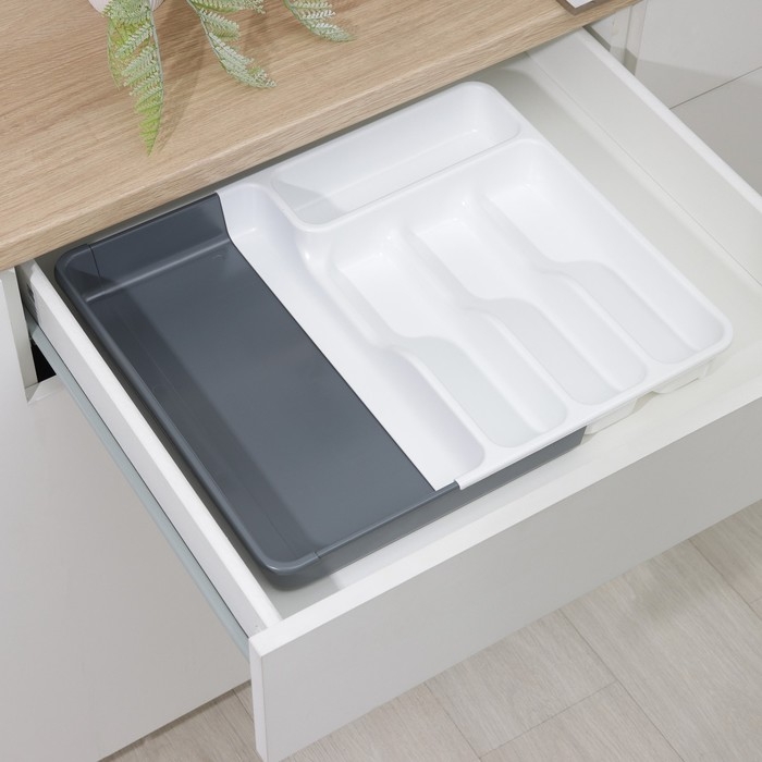 Лоток раздвижной, цвет белый/антрацит Лоток раздвижной, цвет белый/антрацит