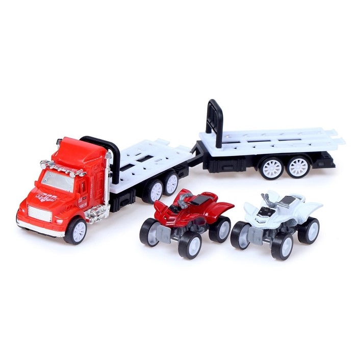 Грузовик инерционный «Автовоз», с 2 квадроциклами, МИКС Грузовик инерционный «Автовоз», с 2 квадроциклами, МИКС