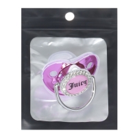 Соска - пустышка силиконовая ортодонтическая «JUICY», от 12 мес., с колпачком, цвет розовый/серебро, стразы Соска - пустышка силиконовая ортодонтическая «JUICY», от 12 мес., с колпачком, цвет розовый/серебро, стразы