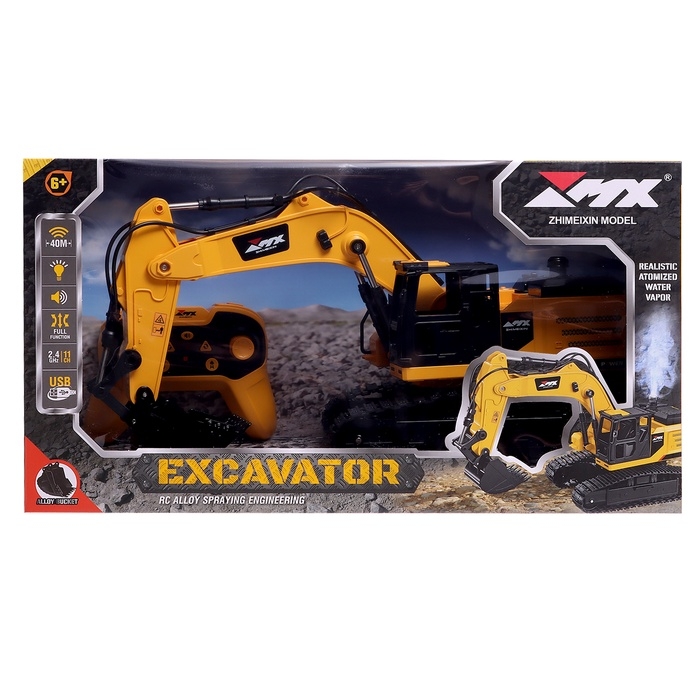 Машинка радиоуправляемая &laquo;Стройка&raquo;, экскаватор, металлический ковш, аккумулятор, световые, звуковые и дымовые эффекты