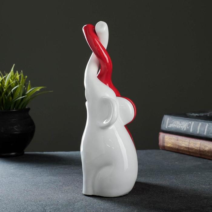 Фигура "Пара слонов" белый/красный, 9х15х25см