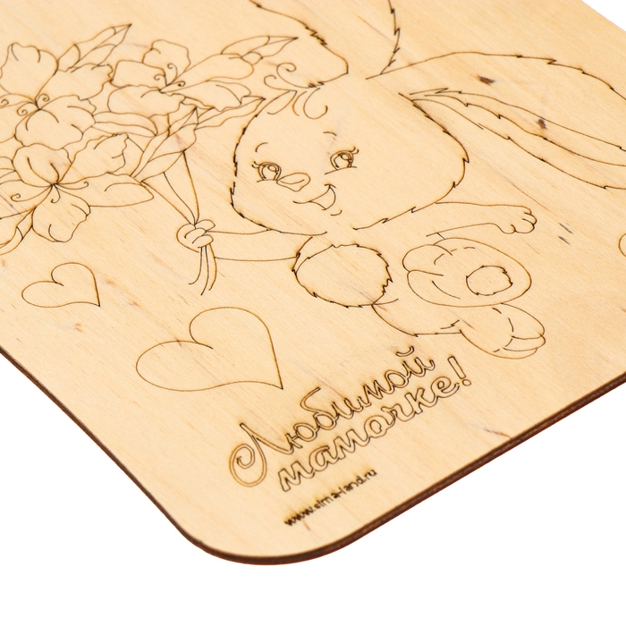 Доска для выжигания «Заяц с букетом» Доска для выжигания «Заяц с букетом»