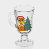 Кружка стеклянная для глинтвейна «Новогодние змейки», 200 мл, МИКС Кружка стеклянная для глинтвейна «Новогодние змейки», 200 мл, МИКС