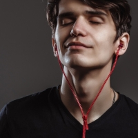 Наушники Luazon VBT 1.10 "Молния", вакуумные, микрофон, красные Наушники Luazon VBT 1.10 "Молния", вакуумные, микрофон, красные