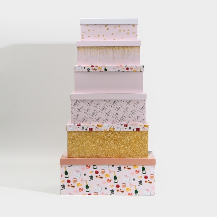 Набор подарочных коробок 6 в 1 &laquo;Happy New year&raquo;, 20 х 12.5 х 7.5 ‒ 32.5 х 20 х 12.5 см, Новый год