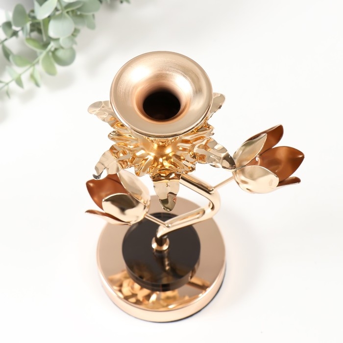 Подсвечник металл, акрил на 1 свечу Подсвечник металл, акрил на 1 свечу "Золотые тюльпаны" d=2-6 см 10х10х22,5 см