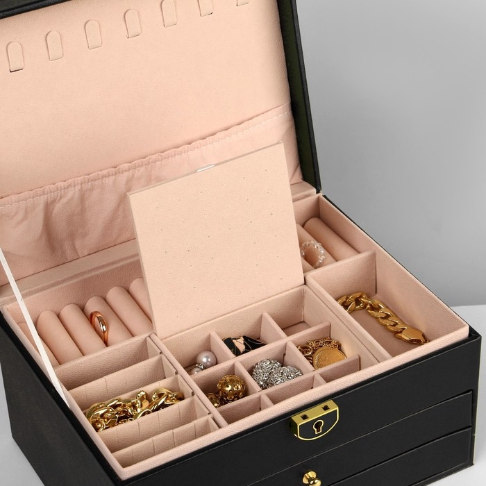 Подставка для украшений Queen fair &laquo;Шкатулка&raquo; 3 яруса, 23&times;17&times;13 см, цвет чёрный