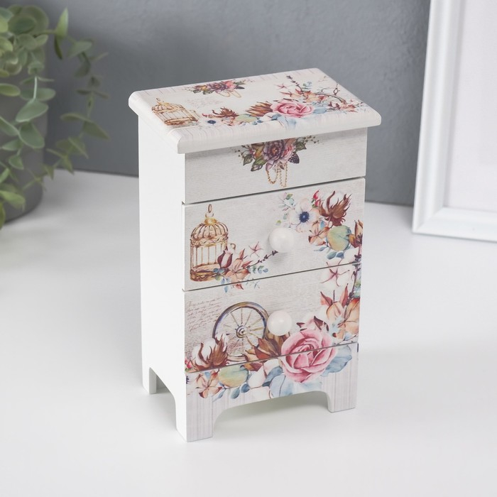 Шкатулка дерево 2 ящика Шкатулка дерево 2 ящика "Романтичный букет" 18,5х11,7х7,5 см