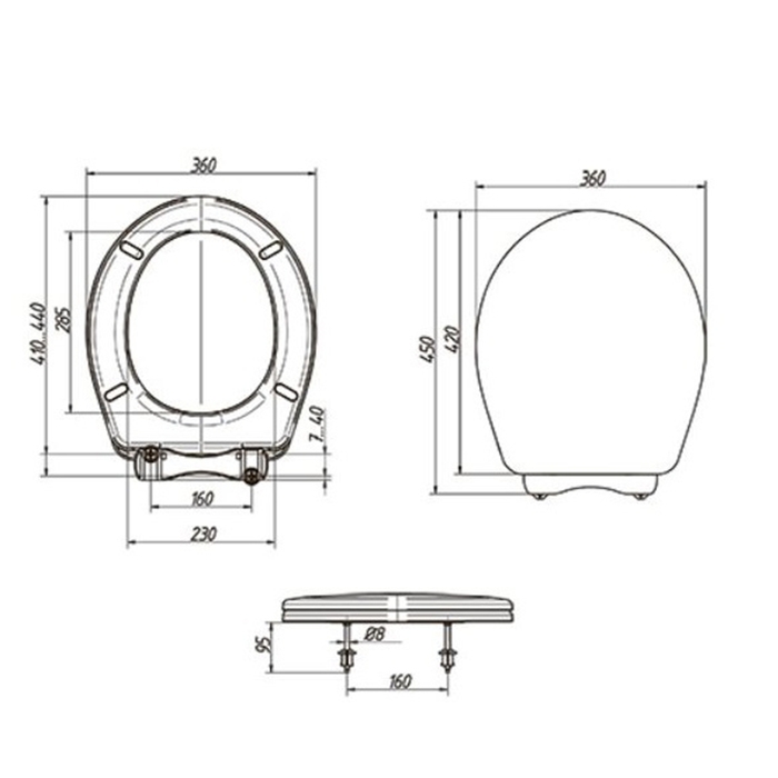 Сиденье для унитаза ORIO К-01-2, регулируемое, темно-серое Сиденье для унитаза ORIO К-01-2, регулируемое, темно-серое