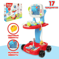 Игровой набор доктора в тележке «Лечим быстро», 17 предметов Игровой набор доктора в тележке «Лечим быстро», 17 предметов