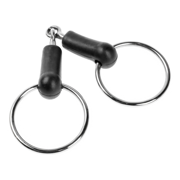 Удило для лошади с гипоалергенным пластиком, расстояние между кольцами 140 мм Удило для лошади с гипоалергенным пластиком, расстояние между кольцами 140 мм