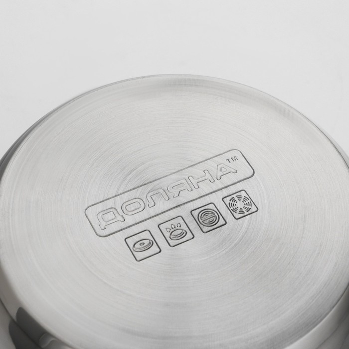 Кастрюля из нержавеющей стали с крышкой Доляна &laquo;Роскошь&raquo;, 2,2 л, d=19 см