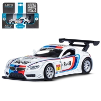 Машина металлическая BMW Z4 GT3 1:38, инерция, открываются двери, цвет белый Машина металлическая BMW Z4 GT3 1:38, инерция, открываются двери, цвет белый