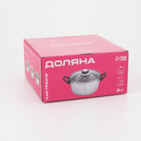 Кастрюля из нержавеющей стали с крышкой Доляна «Роскошь», 3 л, d=20 см Кастрюля из нержавеющей стали с крышкой Доляна «Роскошь», 3 л, d=20 см