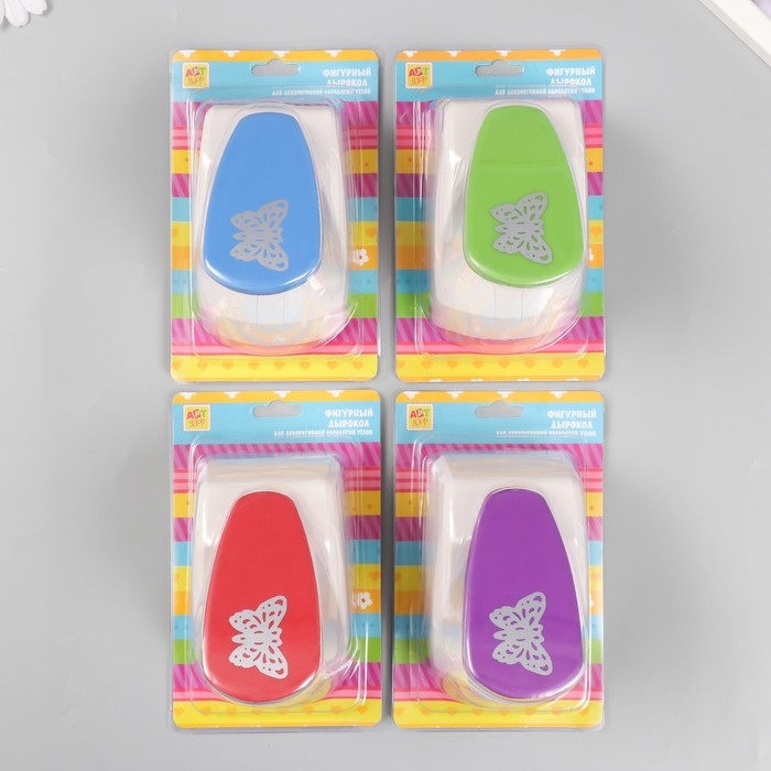 Дырокол фигурный рисунок 4,5х3,5 см "Ажурная бабочка" МИКС 10х11,5х7,5 см