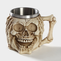 Кружка из нержавеющей стали &laquo;Череп. Хэллоуин&raquo;, 400 мл, цвет бежевый