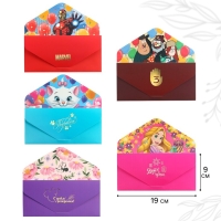 Конверт для денег подарочный. Набор, софт тач, тиснение, 19 х 9 см, Дисней Конверт для денег подарочный. Набор, софт тач, тиснение, 19 х 9 см, Дисней