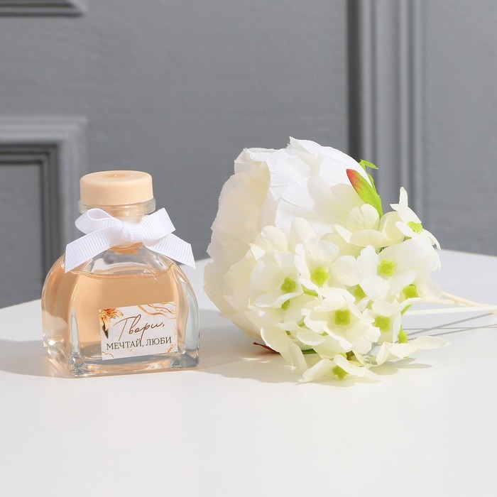 Диффузор ароматический в наборе с декором «Твори, мечтай, люби», аромат жасмин, 50 мл. Диффузор ароматический в наборе с декором «Твори, мечтай, люби», аромат жасмин, 50 мл.