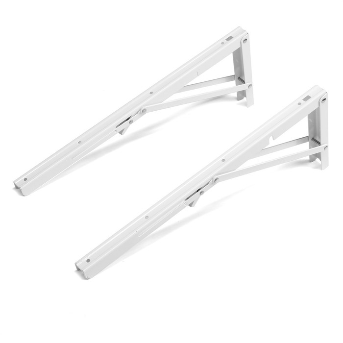 Кронштейн складной для столов и полок ТУНДРА, 2 шт., длина 450 мм, сталь, цвет белый Кронштейн складной для столов и полок ТУНДРА, 2 шт., длина 450 мм, сталь, цвет белый