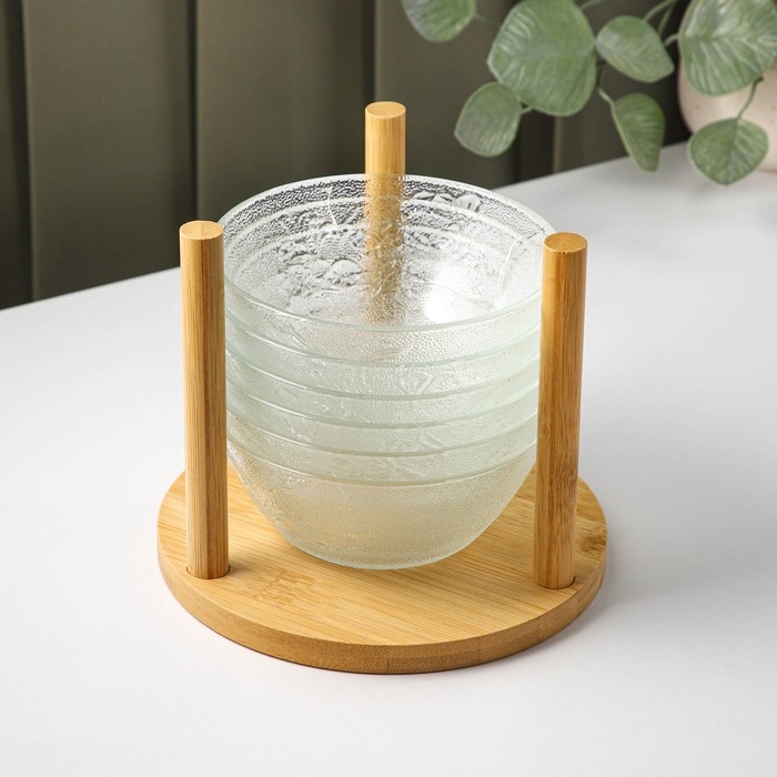 Набор стеклянных салатников на подставке &laquo;Вирго&raquo;, 330 мл, d=12,5 см, 6 шт