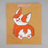 Пакет подарочный крафтовый вертикальный, упаковка, &laquo;Пёсик&raquo;, ML 23 х 27 х 11.5 см